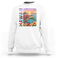 Hawaii Sea Turtle Sweatshirt Tropical Sunset Island Vacation Gift