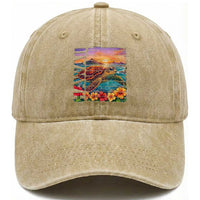 Hawaii Sea Turtle Washed Cotton Baseball Cap Tropical Sunset Island Vacation Gift