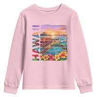 Hawaii Sea Turtle Youth Sweatshirt Tropical Sunset Island Vacation Gift