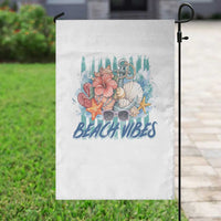 Beach Vibes Garden Flag Floral Seashell Coastal Vacation Graphic