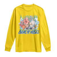 Beach Vibes Long Sleeve Shirt Floral Seashell Coastal Vacation Graphic