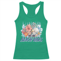 Beach Vibes Racerback Tank Top Floral Seashell Coastal Vacation Graphic