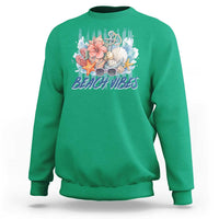 Beach Vibes Sweatshirt Floral Seashell Coastal Vacation Graphic