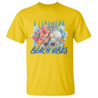 Beach Vibes T Shirt Floral Seashell Coastal Vacation Graphic