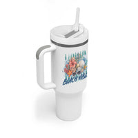 Beach Vibes Tumbler With Handle Floral Seashell Coastal Vacation Graphic