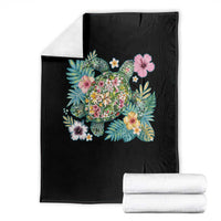 Floral Summer Turtle Throw Blanket Preppy Tropical Coastal Beach Graphic