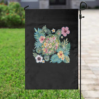 Floral Summer Turtle Garden Flag Preppy Tropical Coastal Beach Graphic