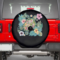 Floral Summer Turtle Spare Tire Cover Preppy Tropical Coastal Beach Graphic