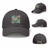 Floral Summer Turtle Baseball Cap Preppy Tropical Coastal Beach Graphic