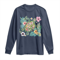 Floral Summer Turtle Long Sleeve Shirt Preppy Tropical Coastal Beach Graphic
