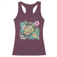 Floral Summer Turtle Racerback Tank Top Preppy Tropical Coastal Beach Graphic