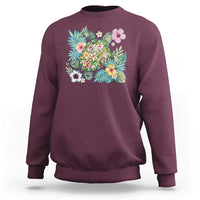 Floral Summer Turtle Sweatshirt Preppy Tropical Coastal Beach Graphic