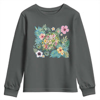 Floral Summer Turtle Youth Sweatshirt Preppy Tropical Coastal Beach Graphic