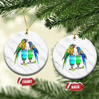 Hawaiian Parrots Drinking Margaritas Ceramic Ornament Beach Vacation Gift