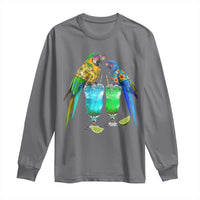 Hawaiian Parrots Drinking Margaritas Long Sleeve Shirt Beach Vacation Gift