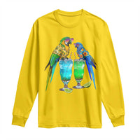 Hawaiian Parrots Drinking Margaritas Long Sleeve Shirt Beach Vacation Gift