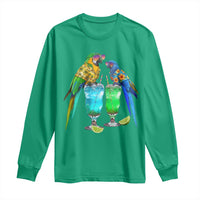 Hawaiian Parrots Drinking Margaritas Long Sleeve Shirt Beach Vacation Gift
