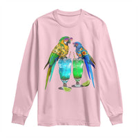 Hawaiian Parrots Drinking Margaritas Long Sleeve Shirt Beach Vacation Gift