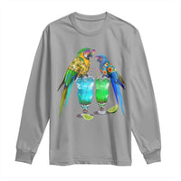 Hawaiian Parrots Drinking Margaritas Long Sleeve Shirt Beach Vacation Gift