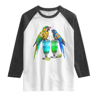 Hawaiian Parrots Drinking Margaritas Raglan Shirt Beach Vacation Gift