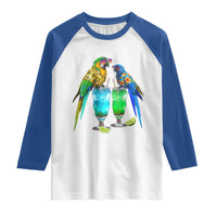Hawaiian Parrots Drinking Margaritas Raglan Shirt Beach Vacation Gift