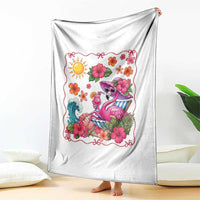Funny Flamingo Tropical Floral Summer Vacation Graphic Throw Blanket