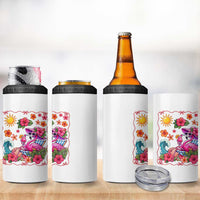 Funny Flamingo Tropical Floral Summer Vacation Graphic 4 in 1 Can Cooler Tumbler