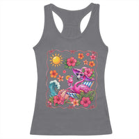 Funny Flamingo Tropical Floral Summer Vacation Graphic Racerback Tank Top