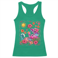 Funny Flamingo Tropical Floral Summer Vacation Graphic Racerback Tank Top