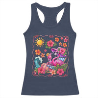 Funny Flamingo Tropical Floral Summer Vacation Graphic Racerback Tank Top