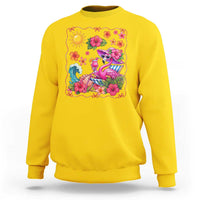 Funny Flamingo Tropical Floral Summer Vacation Graphic Sweatshirt