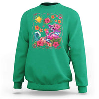 Funny Flamingo Tropical Floral Summer Vacation Graphic Sweatshirt