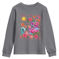 Funny Flamingo Tropical Floral Summer Vacation Graphic Youth Sweatshirt
