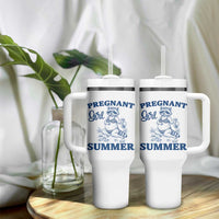 Raccoon Pregnancy Announcement Tumbler With Handle Summer Beach Mom To Be Gift