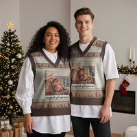 Summer Capybara Pregnancy V-Neck Knit Sweater Vest Baby Announcement Gift