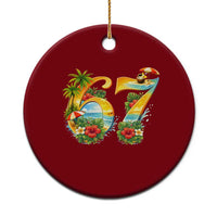 Hawaii Six Seven Ceramic Ornament Tropical Hibiscus Vacation Graphic