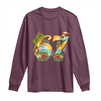 Hawaii Six Seven Long Sleeve Shirt Tropical Hibiscus Vacation Graphic