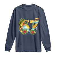 Hawaii Six Seven Long Sleeve Shirt Tropical Hibiscus Vacation Graphic