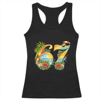 Hawaii Six Seven Racerback Tank Top Tropical Hibiscus Vacation Graphic