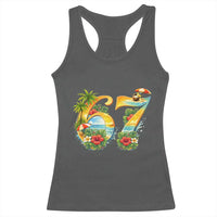 Hawaii Six Seven Racerback Tank Top Tropical Hibiscus Vacation Graphic