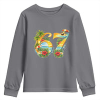Hawaii Six Seven Youth Sweatshirt Tropical Hibiscus Vacation Graphic
