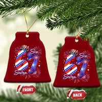 Patriotic Six Seven Ceramic Ornament Red White And Blue Fireworks Graphic