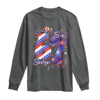 Patriotic Six Seven Long Sleeve Shirt Red White And Blue Fireworks Graphic