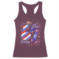Patriotic Six Seven Racerback Tank Top Red White And Blue Fireworks Graphic