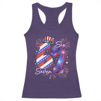 Patriotic Six Seven Racerback Tank Top Red White And Blue Fireworks Graphic
