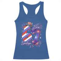 Patriotic Six Seven Racerback Tank Top Red White And Blue Fireworks Graphic