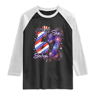 Patriotic Six Seven Raglan Shirt Red White And Blue Fireworks Graphic