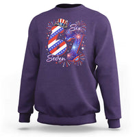 Patriotic Six Seven Sweatshirt Red White And Blue Fireworks Graphic
