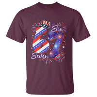 Patriotic Six Seven T Shirt Red White And Blue Fireworks Graphic