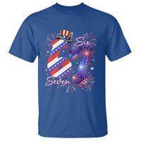 Patriotic Six Seven T Shirt Red White And Blue Fireworks Graphic